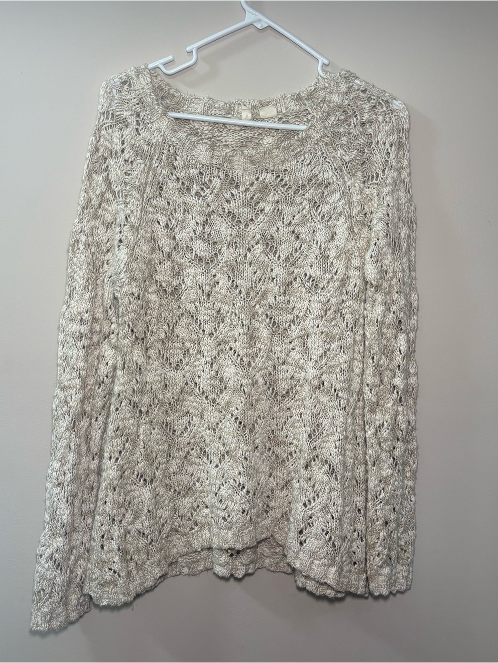 Moth Open-Knit Lightweight Pullover in Light Cream